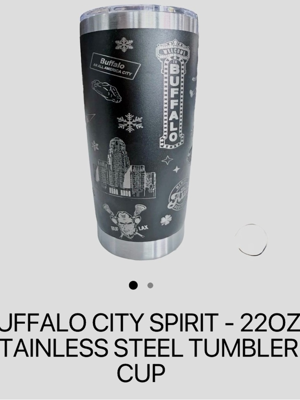 Buffalo David Bitton Black & Silver Buffalo Skyline Travel Tumbler